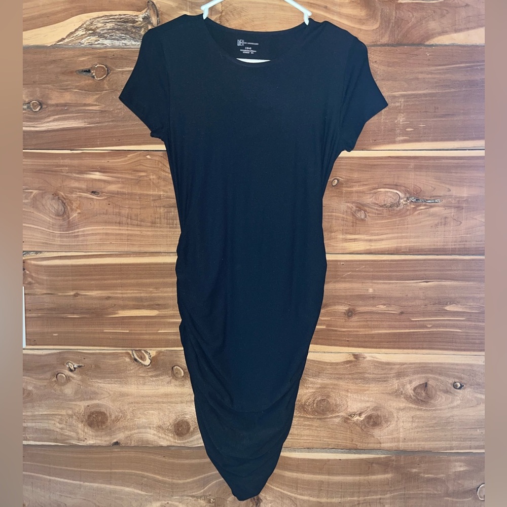 No Boundaries Black Sheath Midi Dress Crew Neck